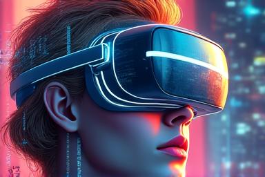 VRヘッドセットを装着した人物のイラスト